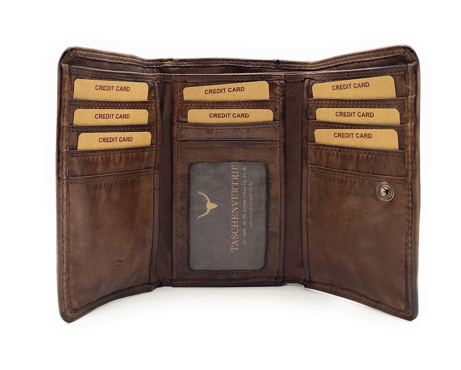 Hill Burry echt Leder Damen Geldbörse Portemonnaie mit RFID Schutz gewaschenes Rindleder braun