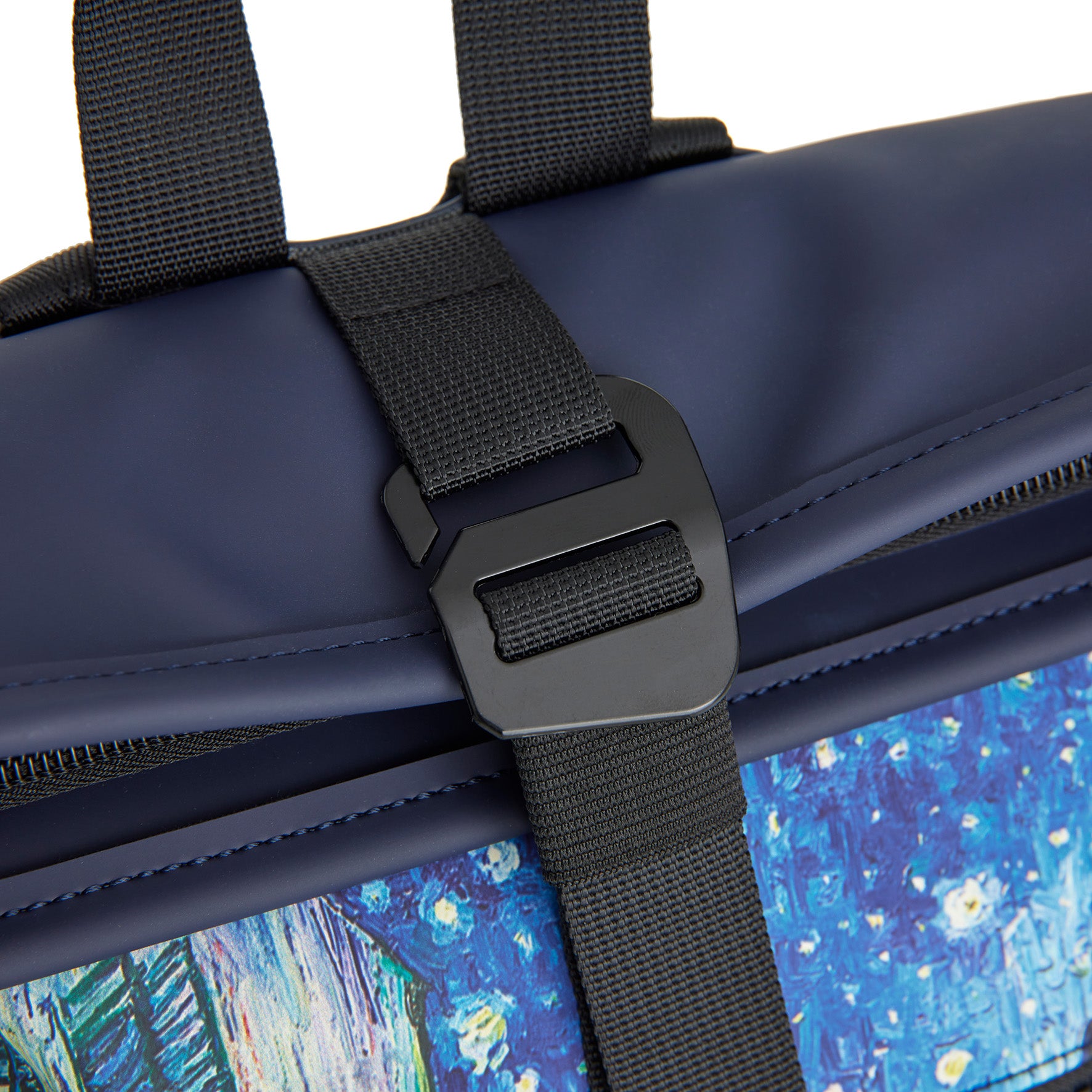 New Rebels Rolltop Cityrucksack Los Angeles – „Van Gogh Café“ – Künstlerischer Rolltop mit Gemälde-Print, Wasserabweisend & Praktisch