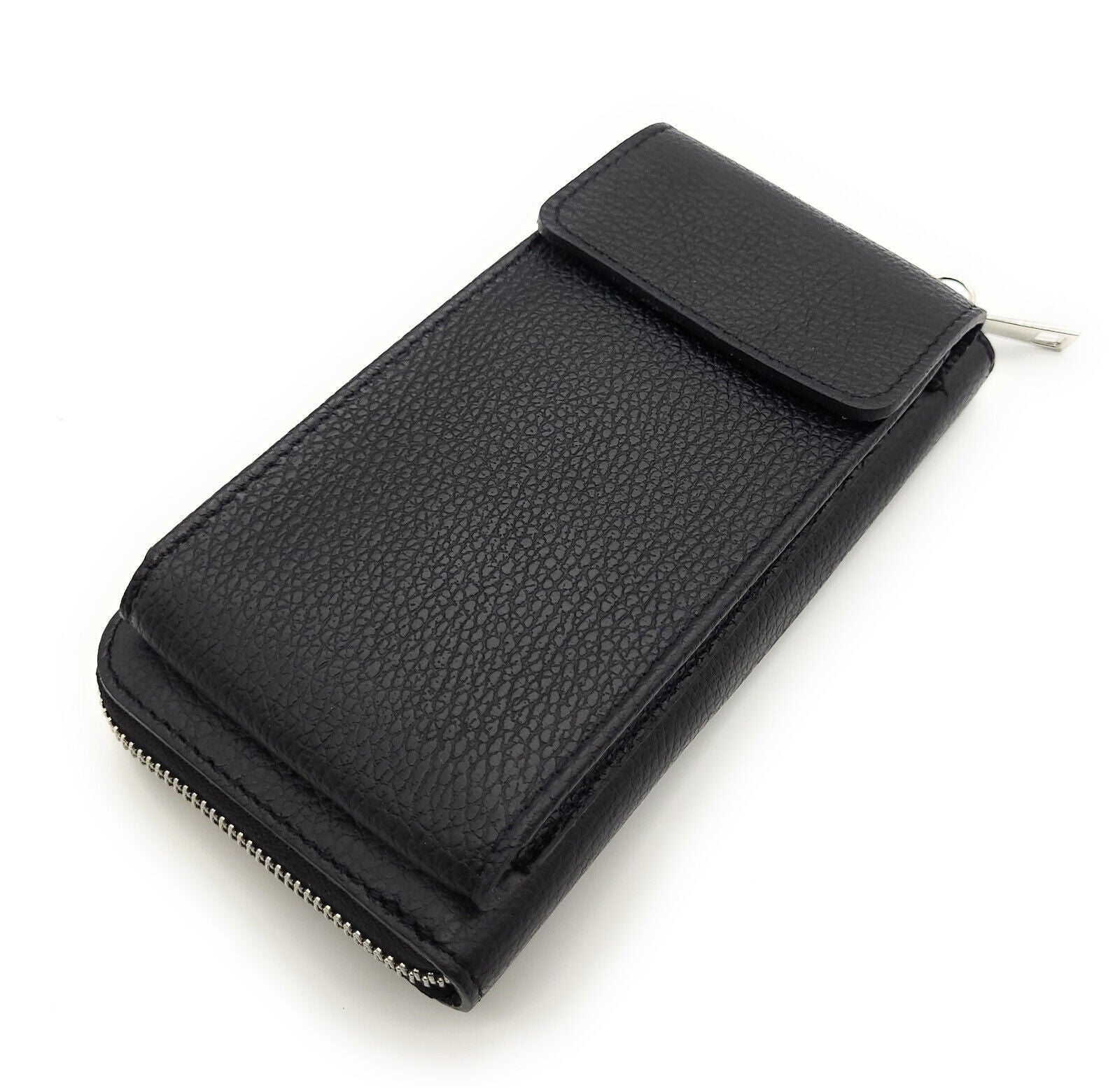 echt Leder Handytasche Smartphonetasche Geldbörse Umhängetasche made in Italy schwarz