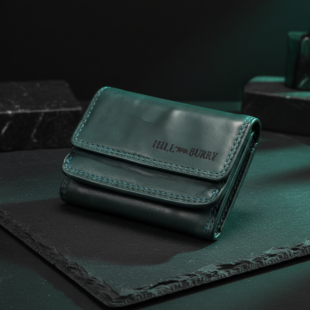 Hill Burry kleine echt Leder Damen Geldbörse Portemonnaie Waschleder mit RFID Schutz petrol