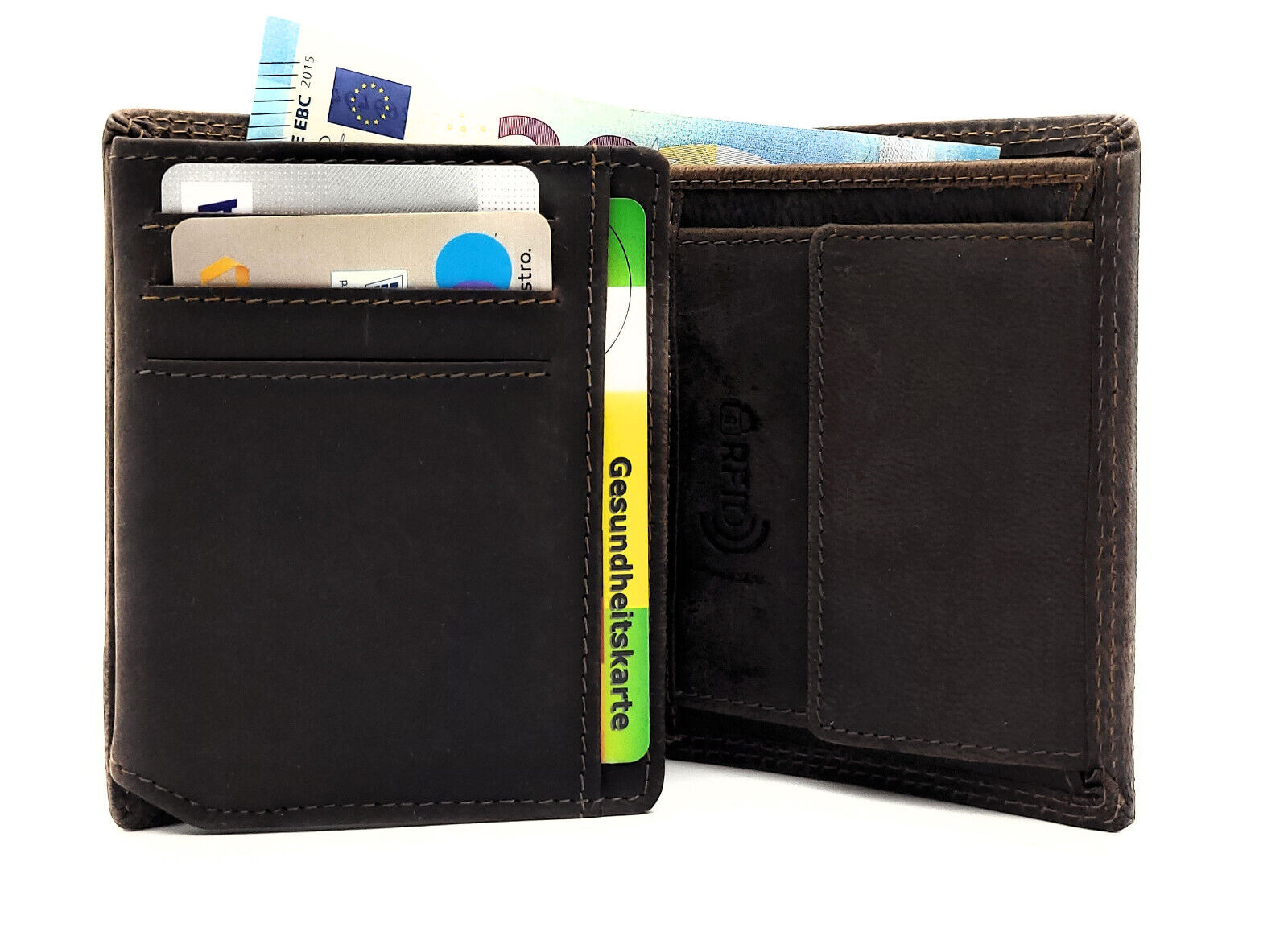 Jockey Club Basic kleine echt Leder Geldbörse Portemonnaie Geldbeutel mit RFID Schutz braun