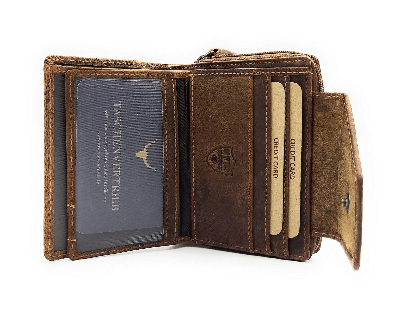 Jockey Club kleine echt Leder Damen Geldbörse Portemonnaie mit RFID Schutz Liane cognac braun