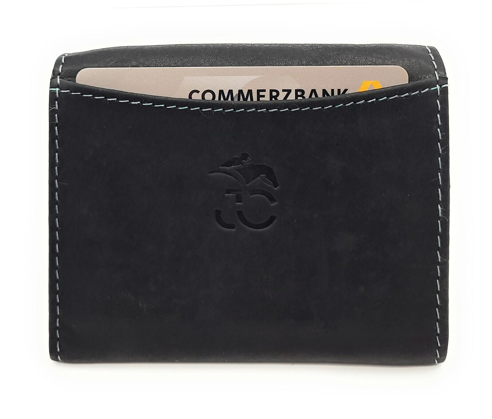 Jockey Club kleine echt Leder Geldbörse Portemonnaie Wickelbörse schwarz pink