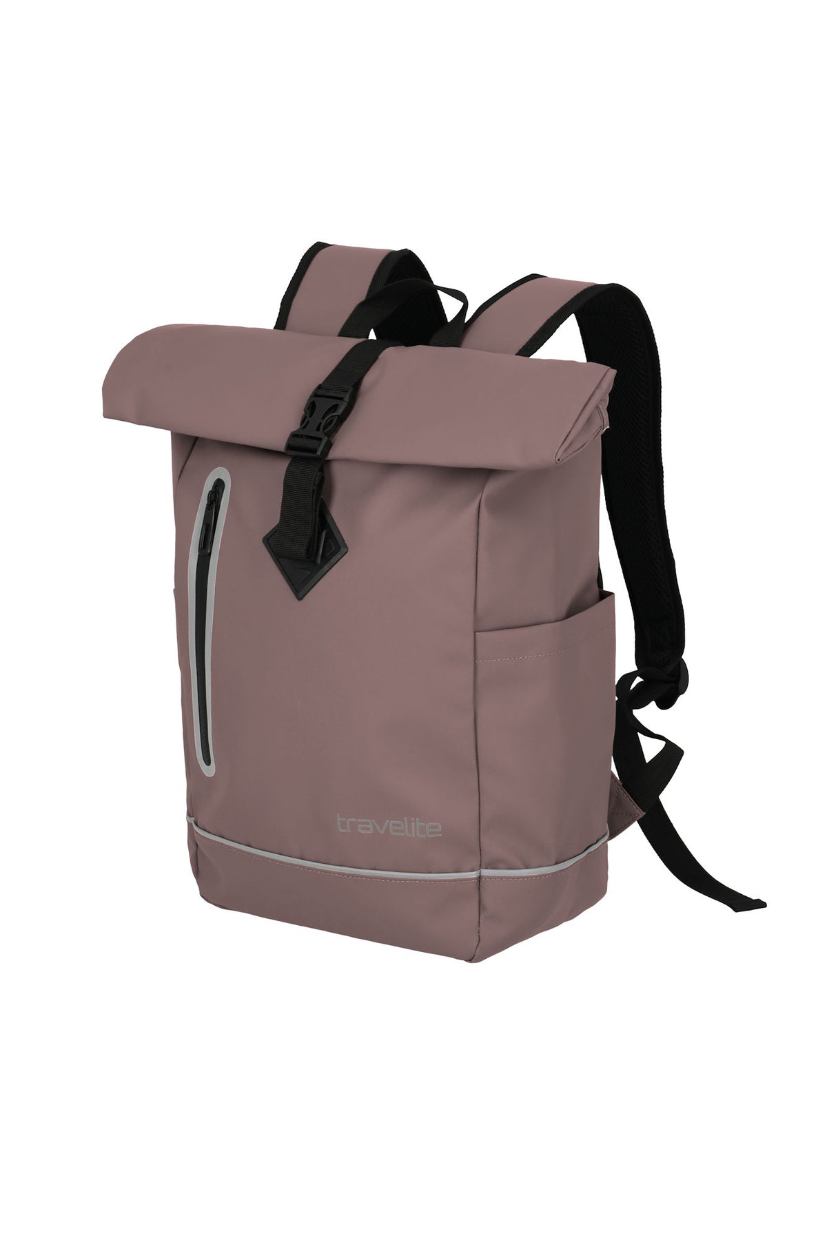 Travelite Rollup Fahrrad Rucksack Kurierrucksack Daypack aus wasserfester Plane mit Reflektoren blush rosa