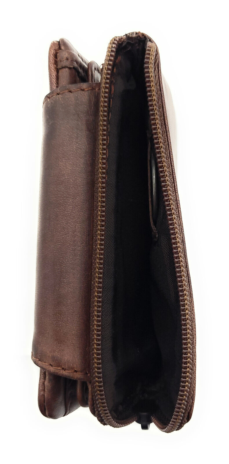 Jockey Club kleine echt Leder Geldbörse Portemonnaie mit RFID Schutz gewachstes Rindleder braun