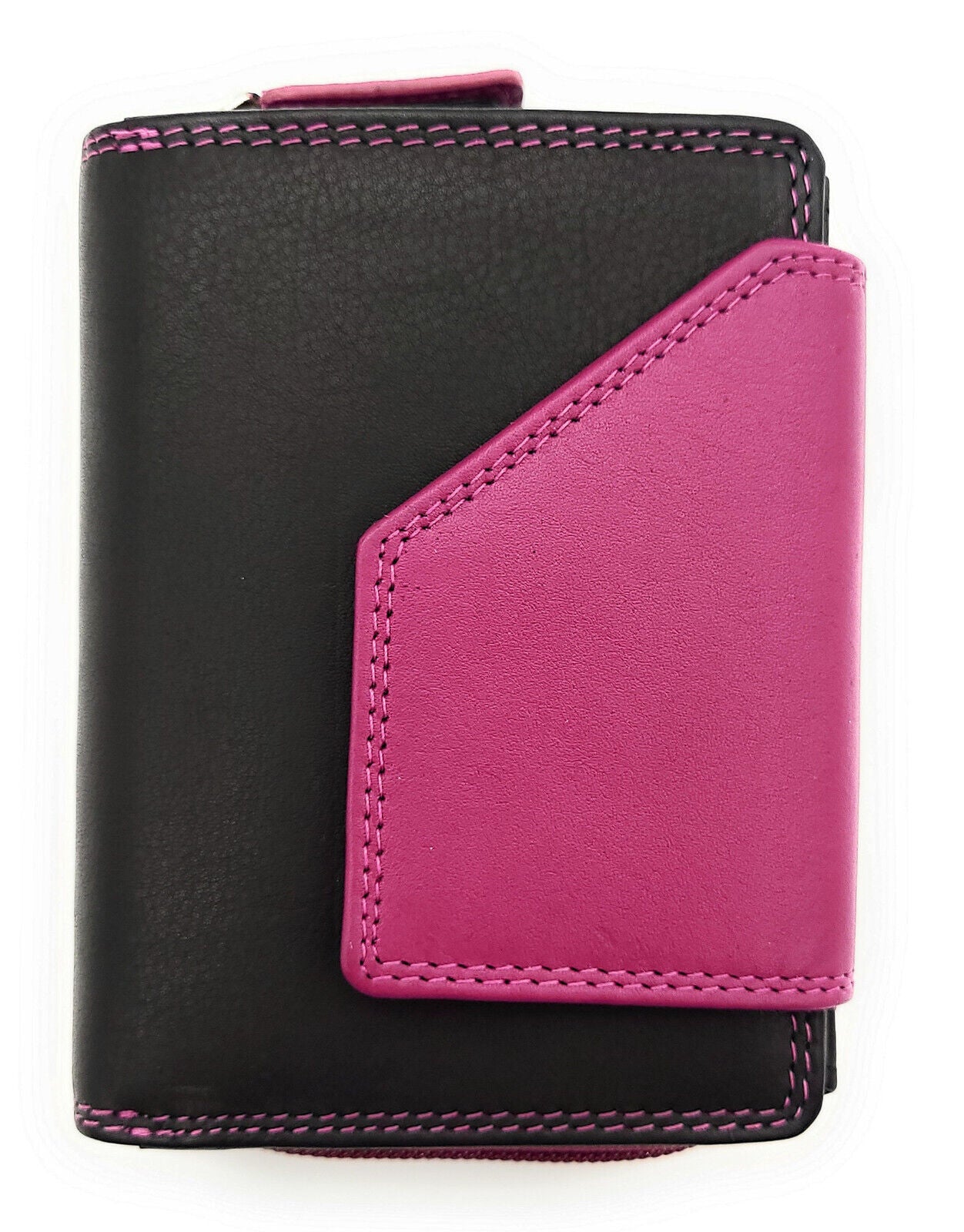 Jockey Club echt Leder Damen Geldbörse Portemonnaie Geldbeutel viele Fächer RFID Schutz schwarz pink berry