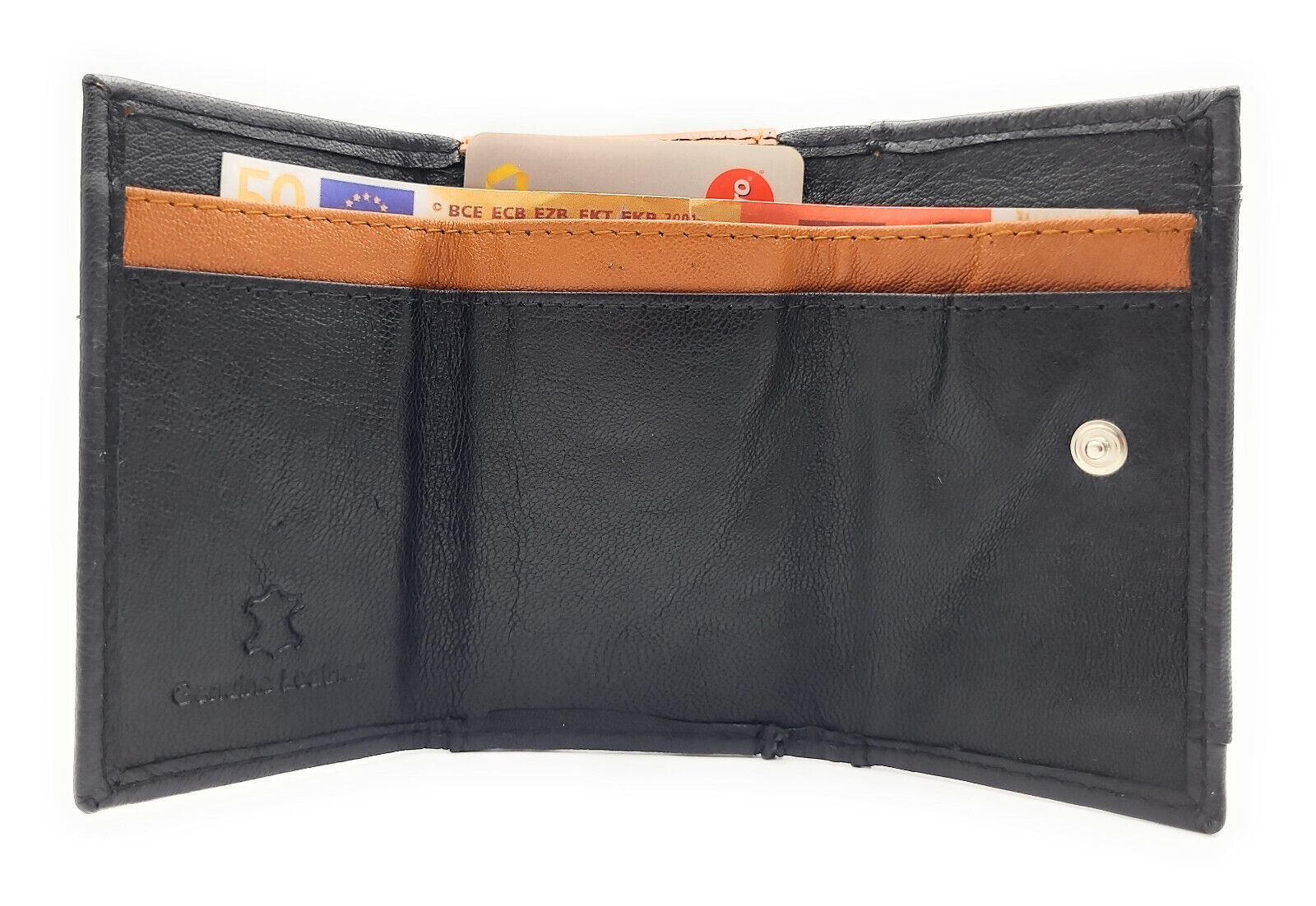 Lemasi echt Leder Mini Geldbörse Portemonnaie Schlüsseletui Wickelbörse schwarz braun