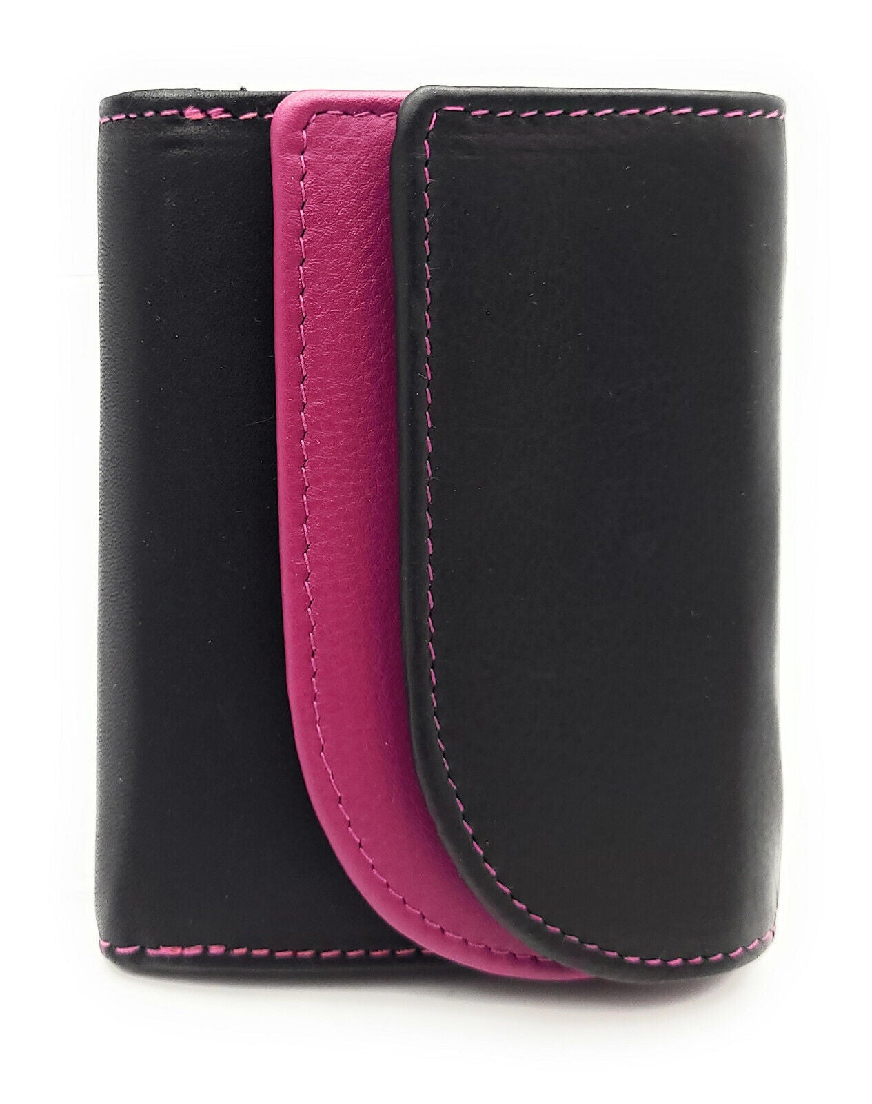 Jockey Club kleine echt Leder Geldbörse Portemonnaie Wickelbörse schwarz pink