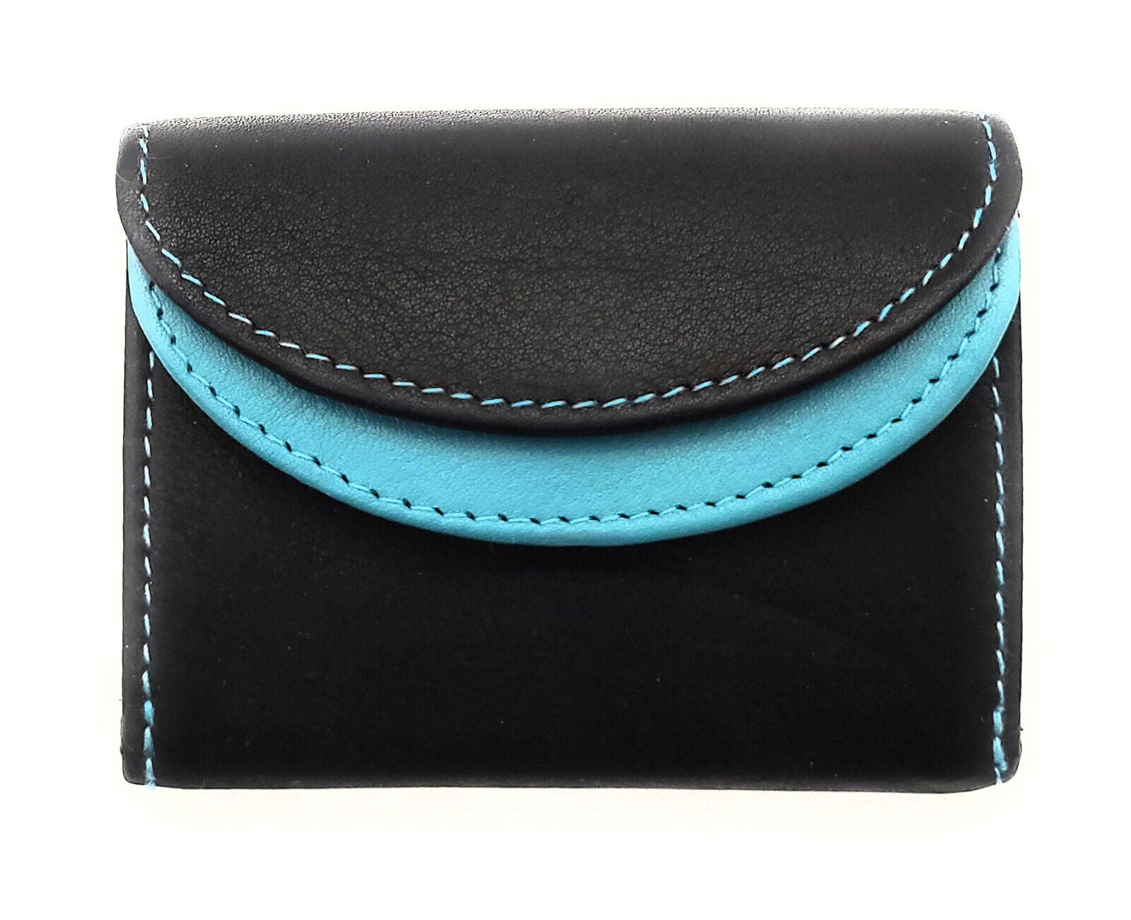 Jockey Club echt Leder Mini Geldbörse Wickelbörse Urlaubsbörse mit RFID Schutz schwarz türkis