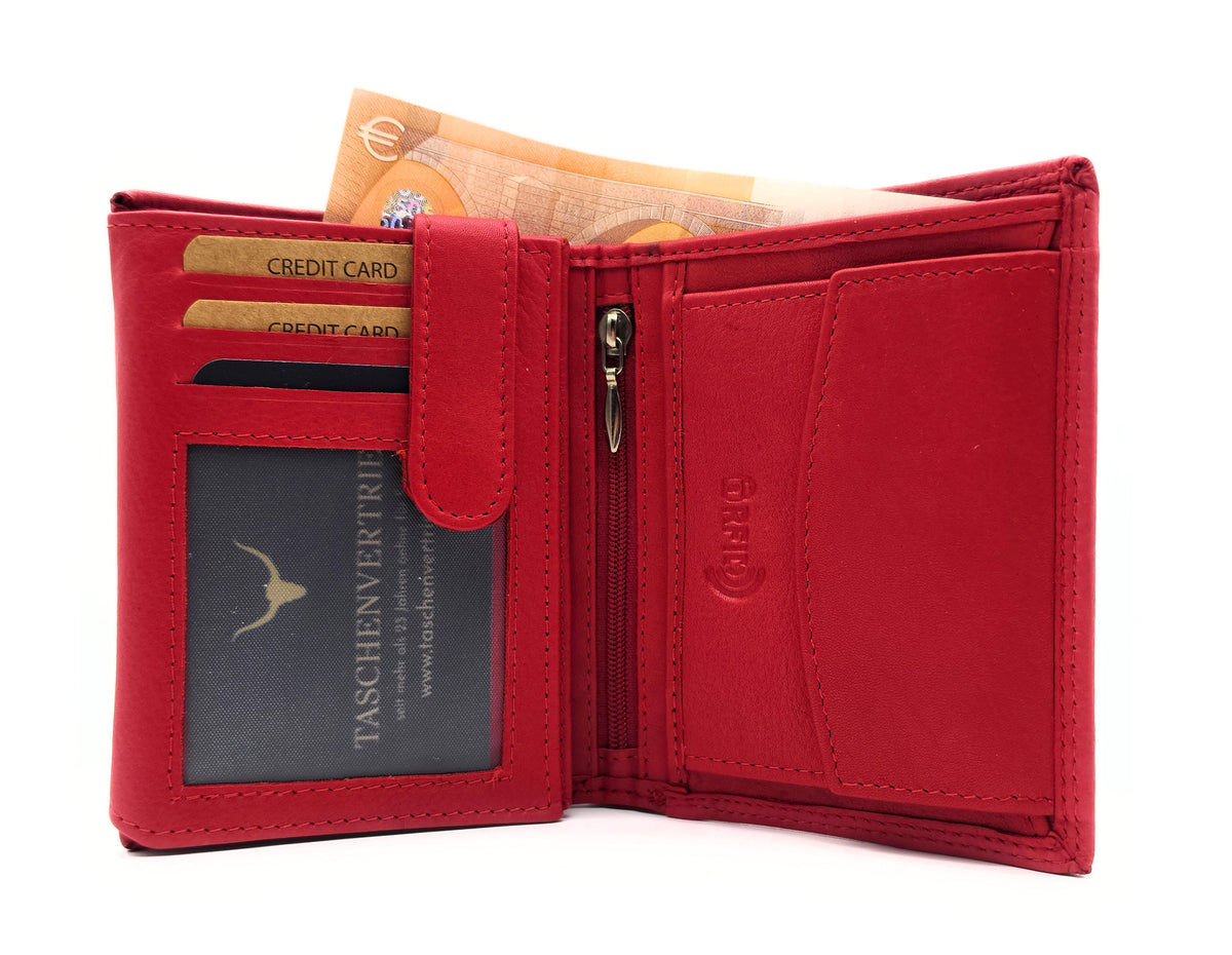 Jockey Club Basic echt Leder Geldbörse Portemonnaie Geldbeutel RFID Schutz rot