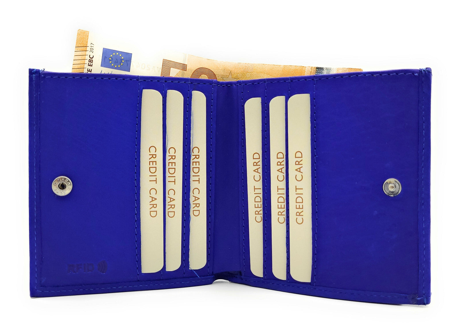 Jockey Club echt Leder Geldbörse Portemonnaie Wiener Schachtel RFID Schutz royal blau