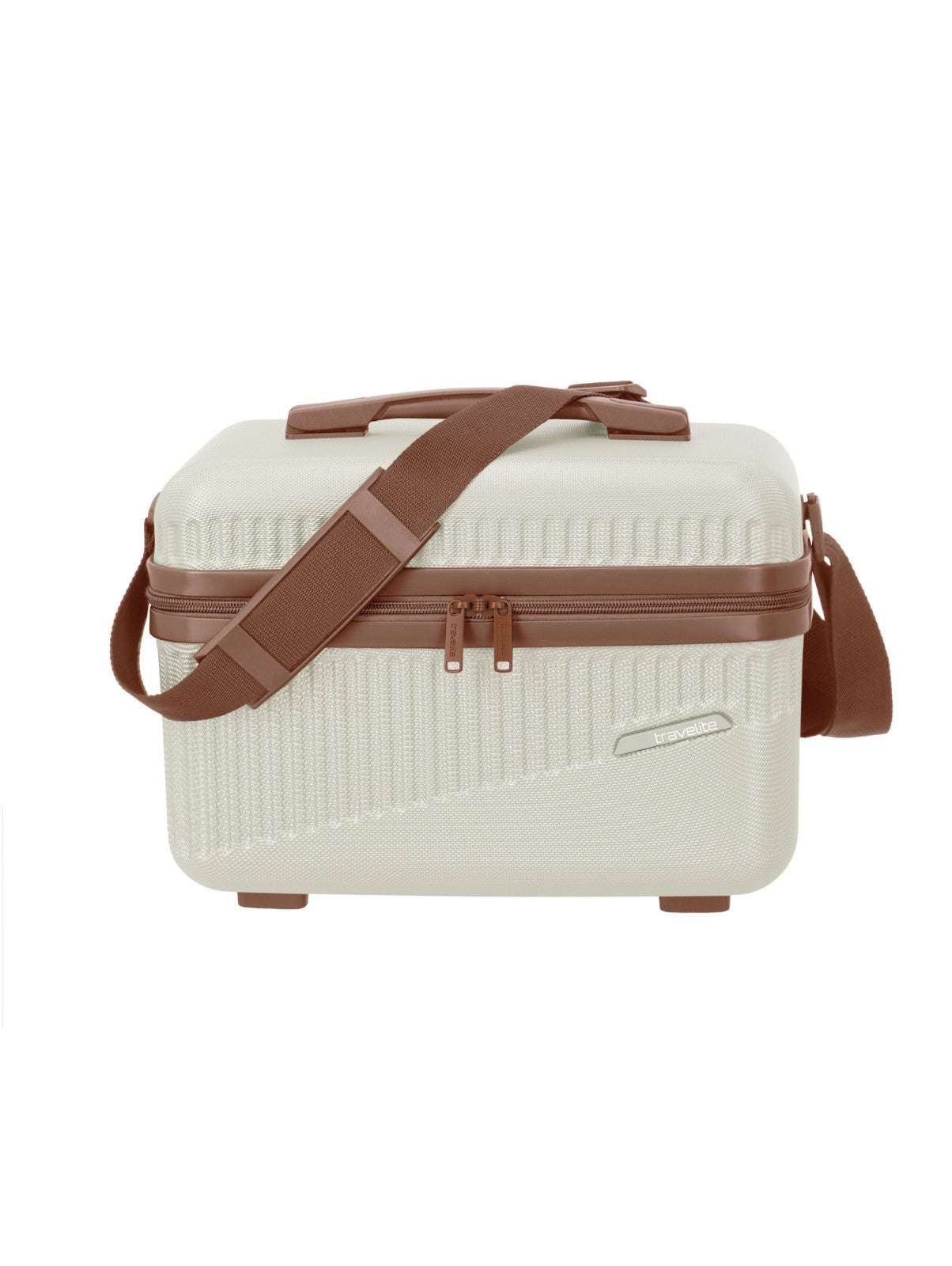 Travelite Bali Beautycase Kosmetikkoffer Kulturtasche Bordtasche weiß cognac