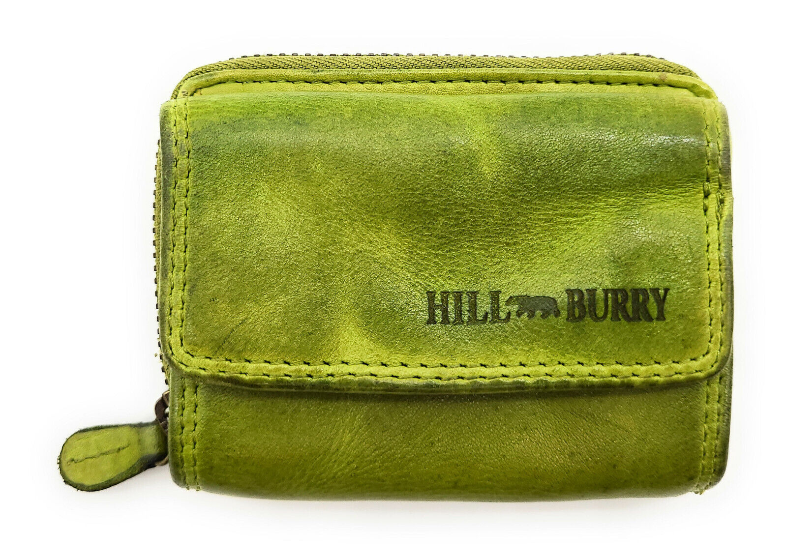 Hill Burry Mini echt Leder Damen Geldbörse Portemonnaie RFID Schutz Waschleder grün