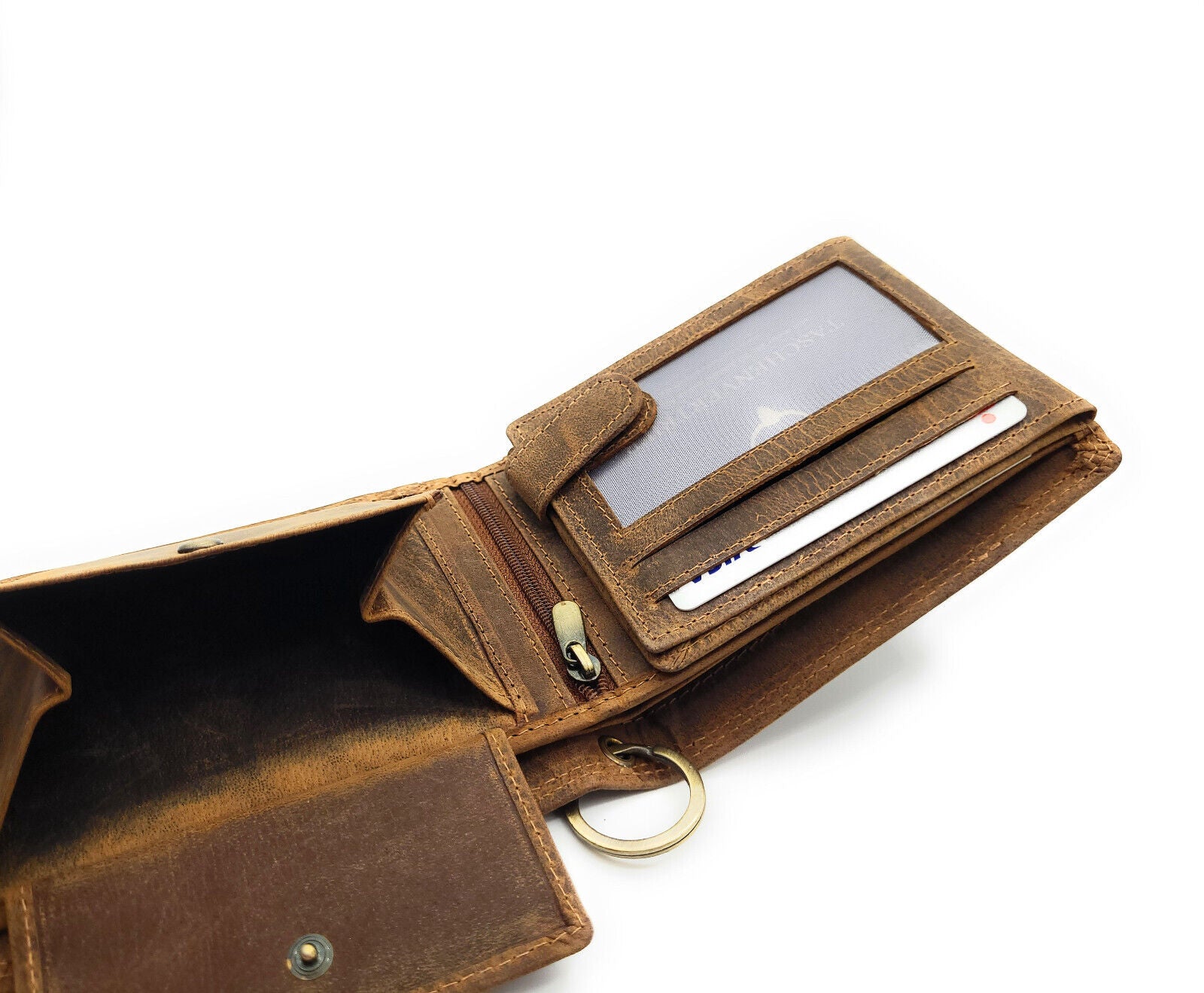 echt Leder Biker Geldbörse mit Kette RFID Schutz Hunterleder Portemonnaie Skull Totenkopf