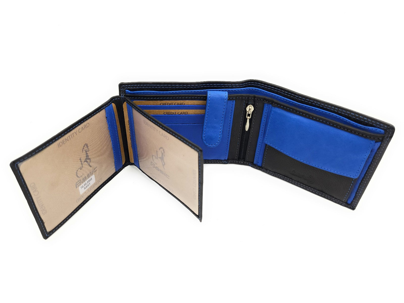 Jockey Club Basic echt Leder Geldbörse Portemonnaie RFID Schutz schwarz royalblau