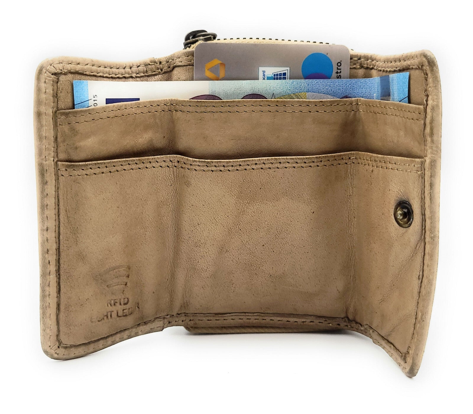 Hill Burry Mini echt Leder Damen Geldbörse Portemonnaie RFID Schutz Waschleder taupe