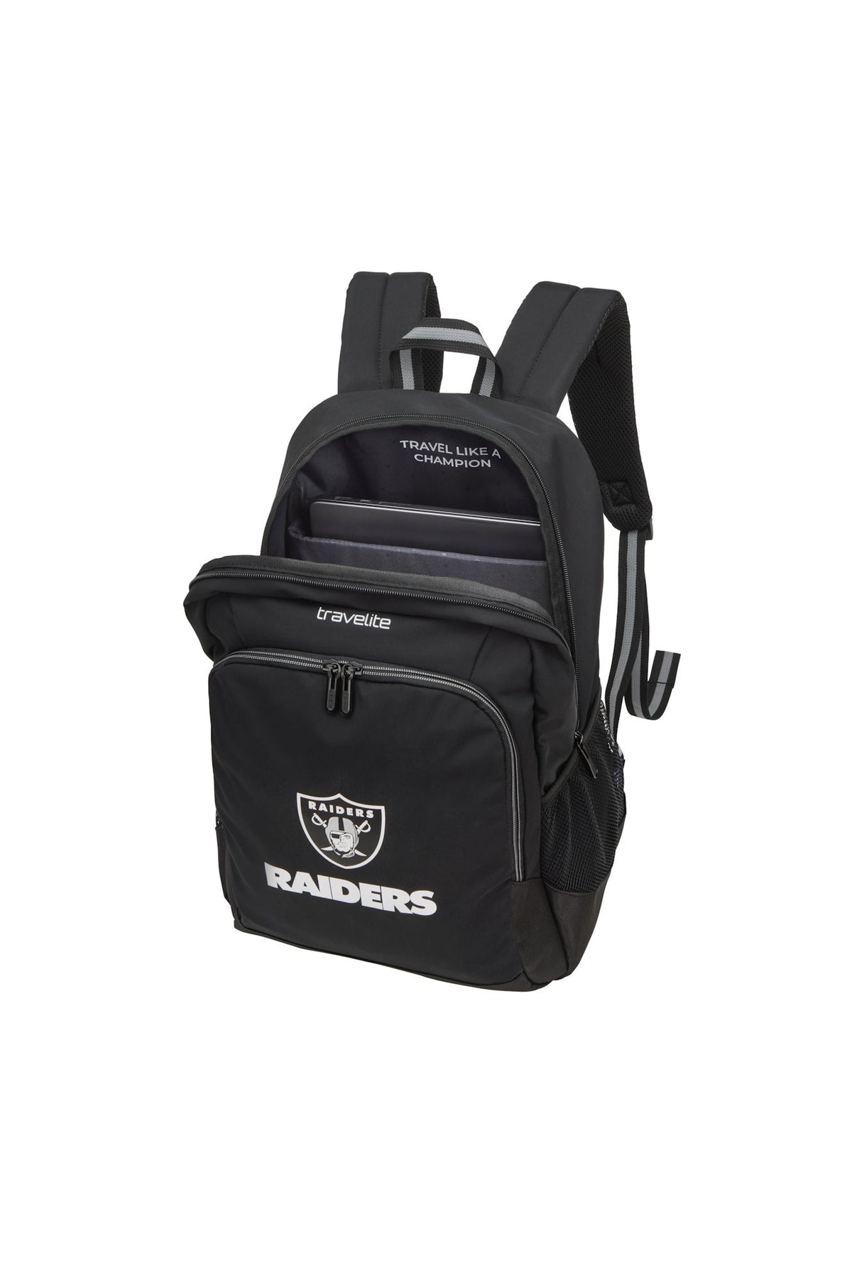 travelite x NFL College Rucksack Las Vegas Raiders Schwarz – 24 l, Laptopfach bis 15 Zoll