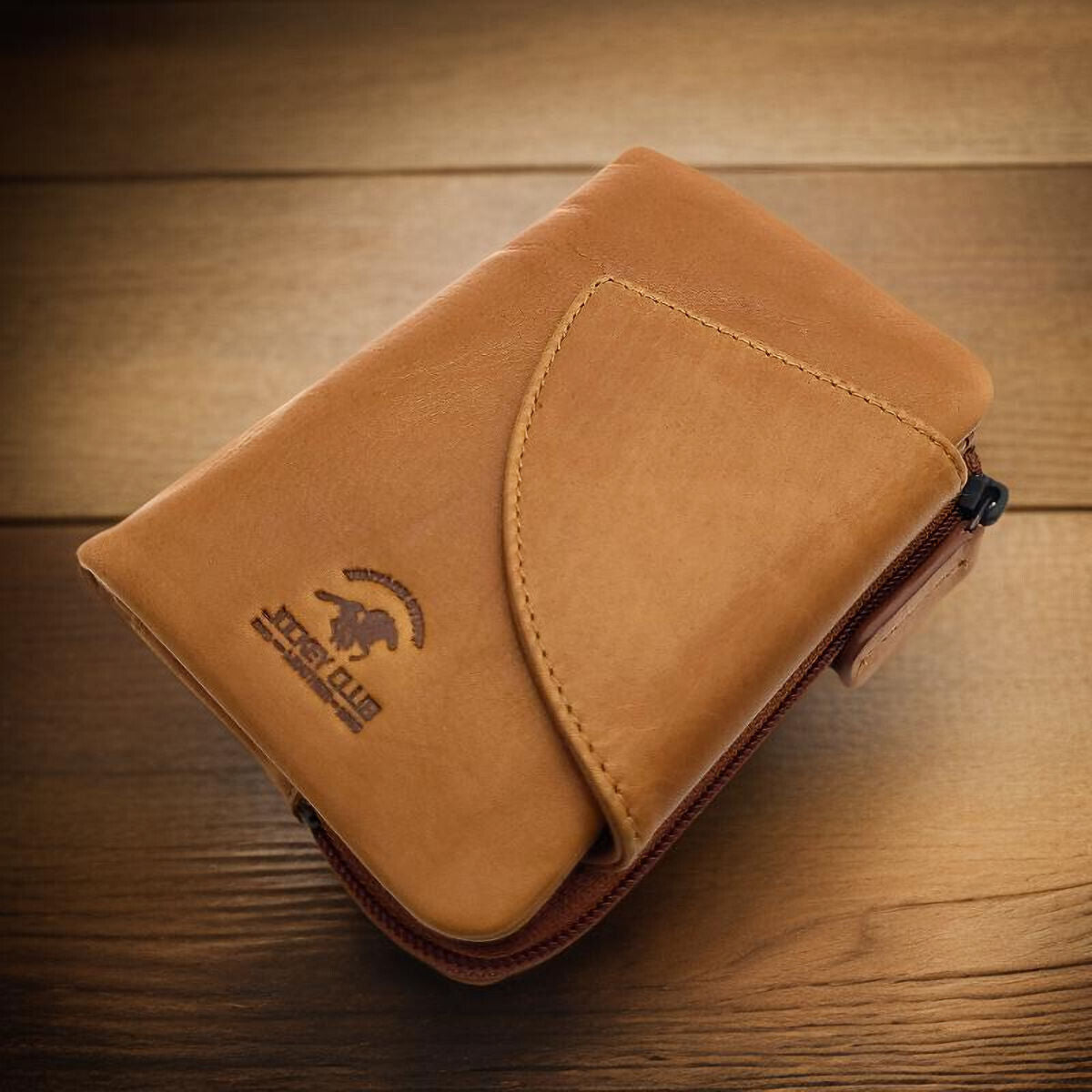 Jockey Club echt Leder Geldbörse Portemonnaie Geldbeutel mit RFID Schutz cognac braun
