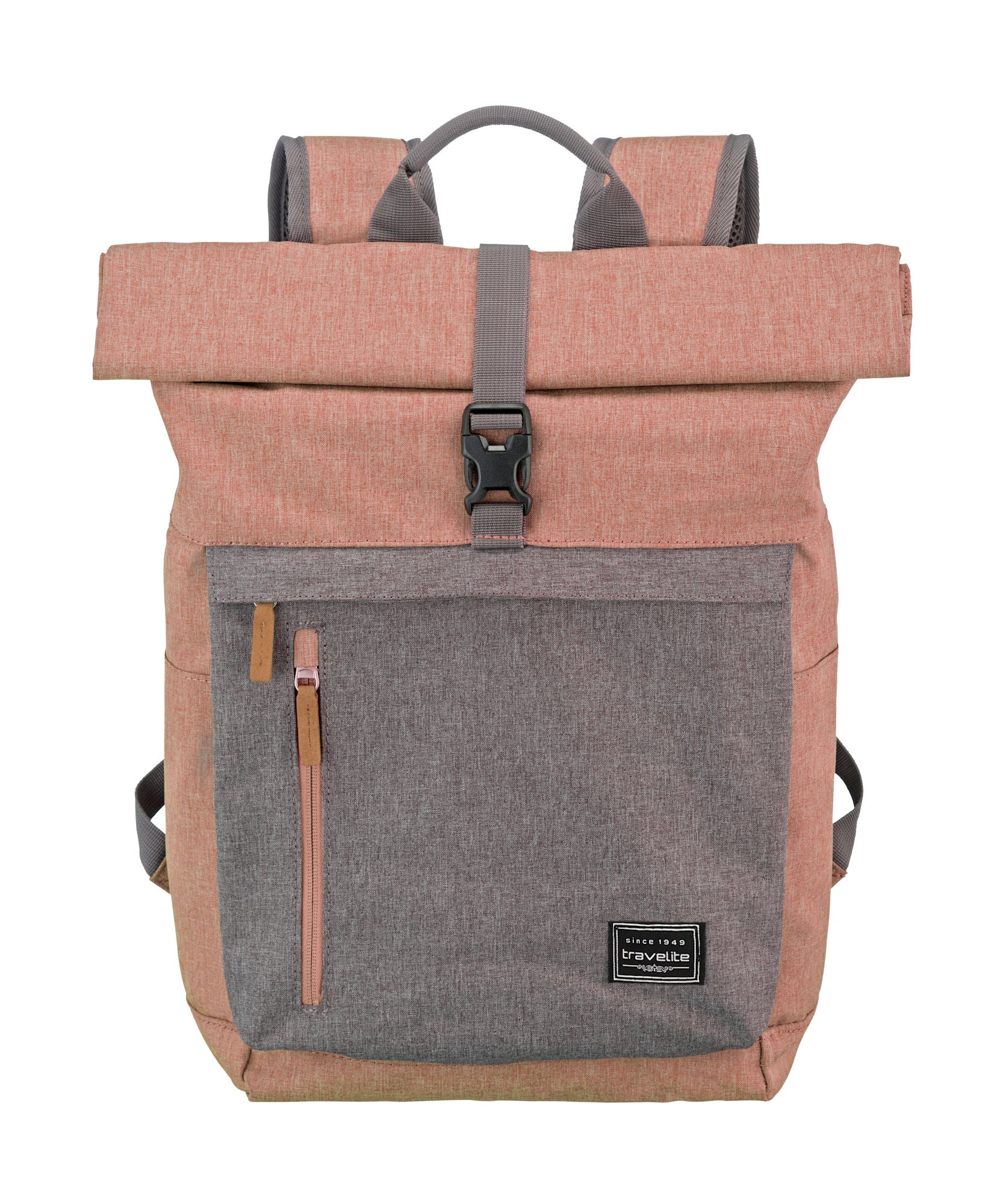 Travelite Basic Rollup Kurierrucksack mit Laptopfach (15,6") – 35L Volumen, Trolley-kompatibel rosa