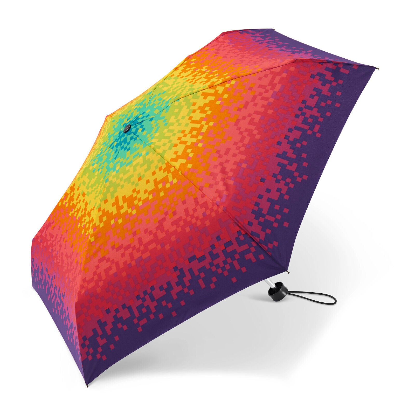 happy rain Regenschirm Taschenschirm ultra mini Pixel Regenbogen rot