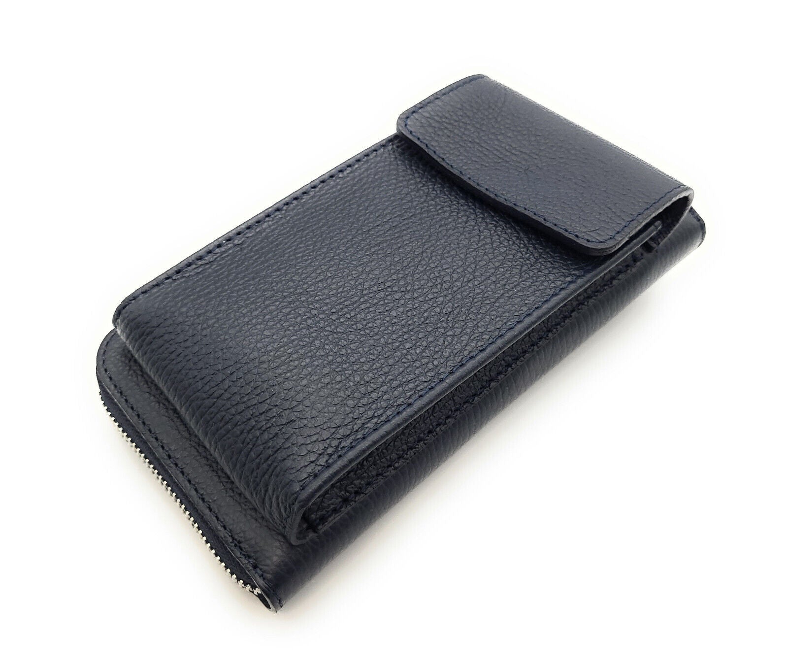echt Leder Handybörse Smartphonetasche Geldbörse Umhängetasche made in Italy navy blau