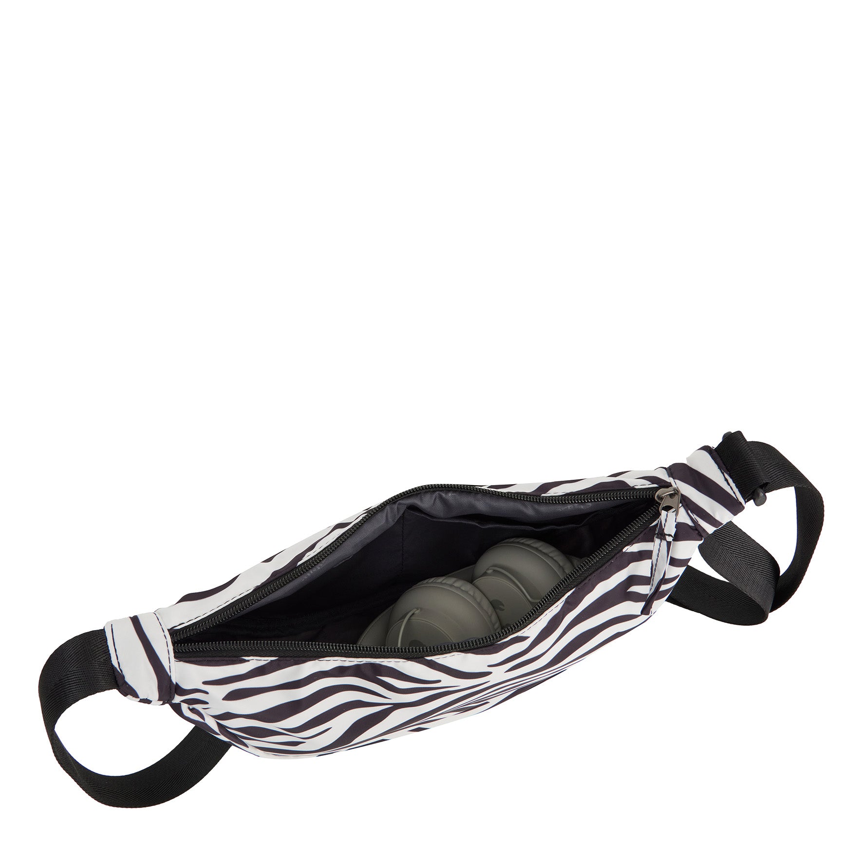 New Rebels Moonbag „Stay Wild" – Crossbody-Tasche mit Zebra-Print, Nylon, 32 × 16 cm