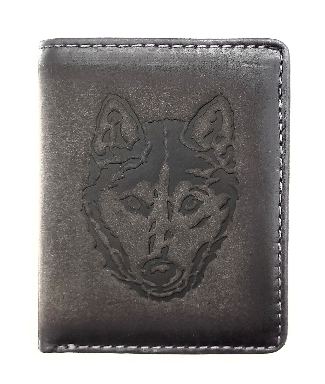 Jockey Club echt Leder Mini Geldbörse Portemonnaie mit RFID NFC Schutz Husky vintage grau