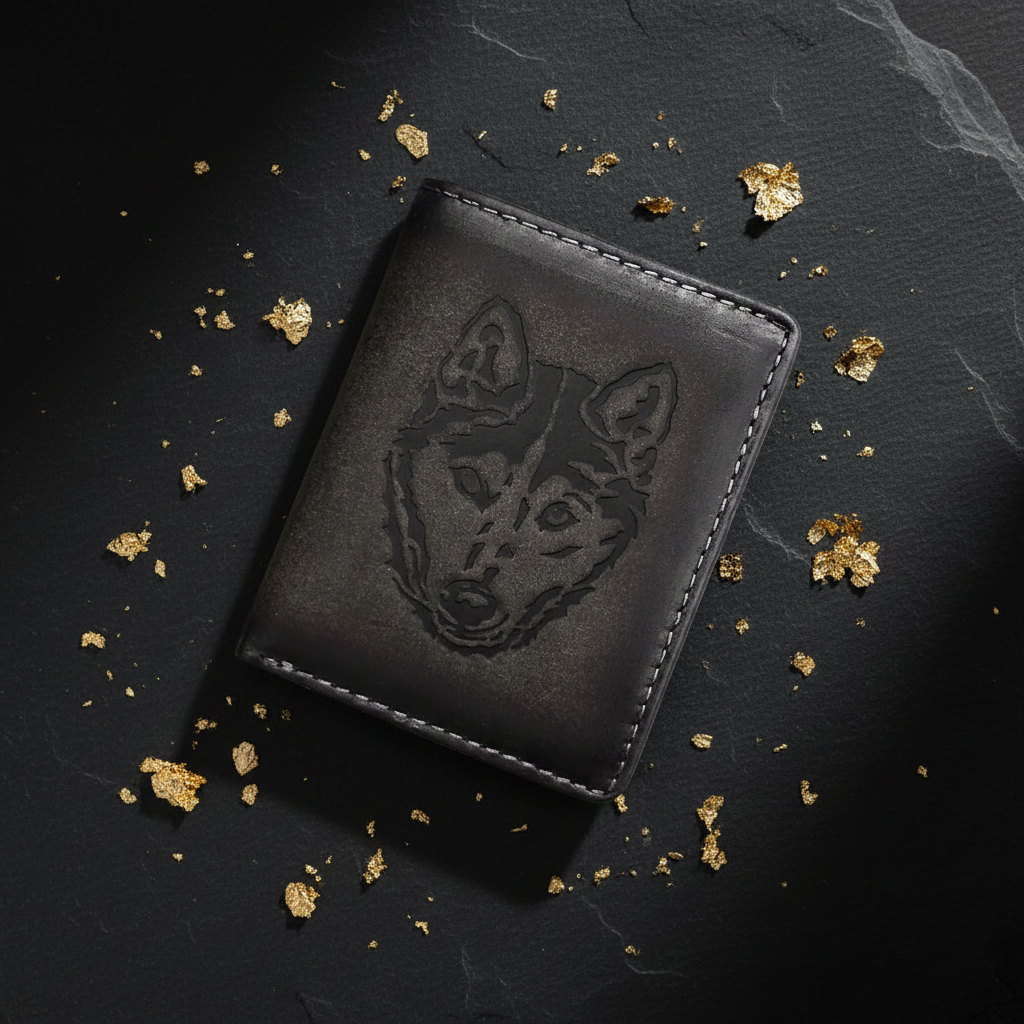 Jockey Club echt Leder Mini Geldbörse Portemonnaie mit RFID NFC Schutz Husky vintage grau