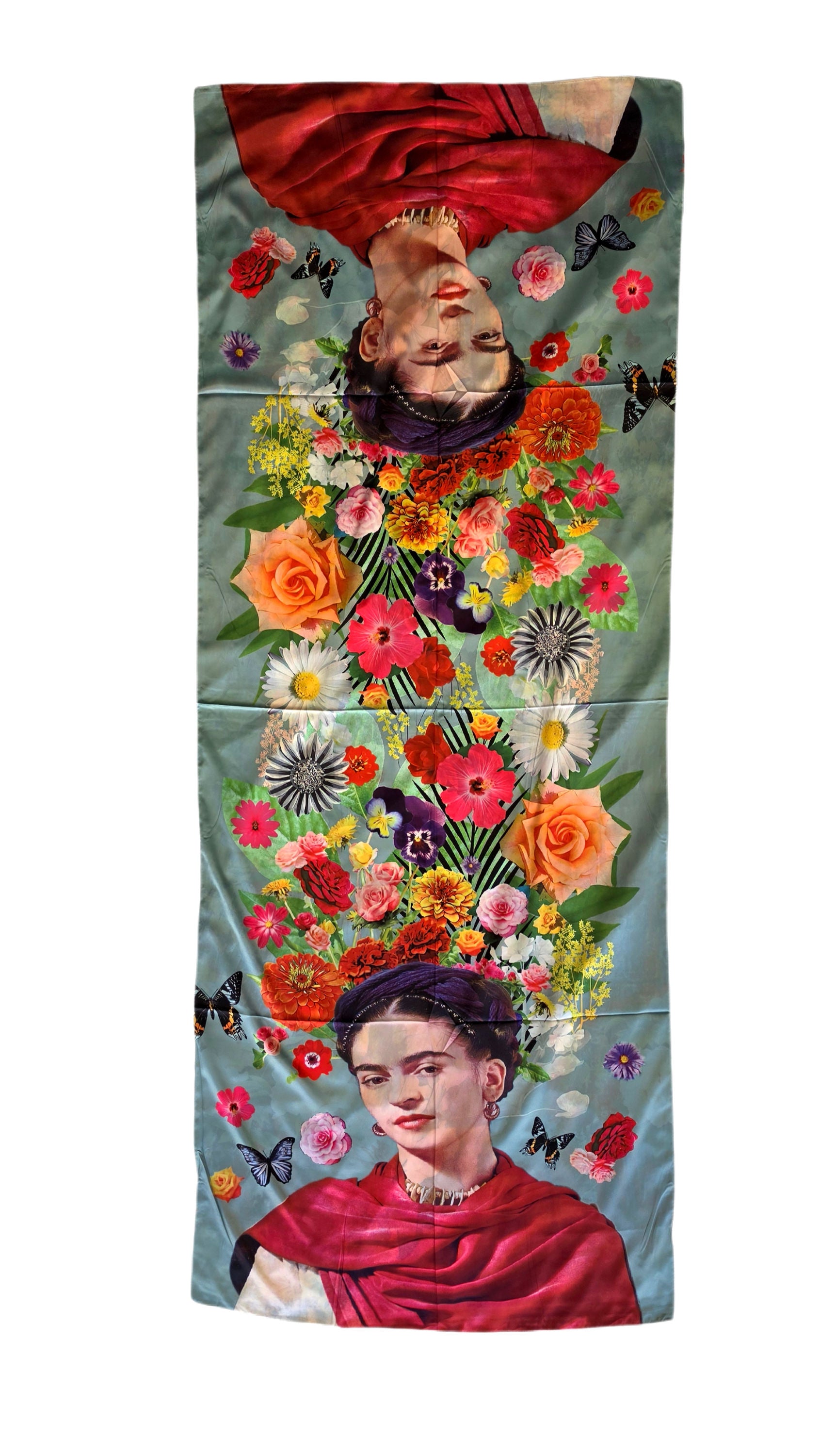 Wendeschal Stola Kunstdruck – Frau & florale Motive – 20% Seide 80% Viskose 180x70 cm