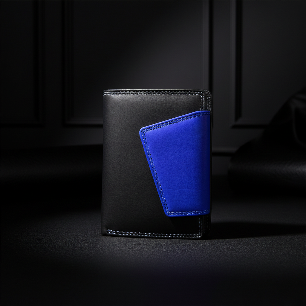 Jockey Club hochwertige Damen Geldbörse aus Echtleder mit RFID Schutz & Diagonalriegel – Handgefertigte Lederbörse mit vielen Fächern schwarz royalblau