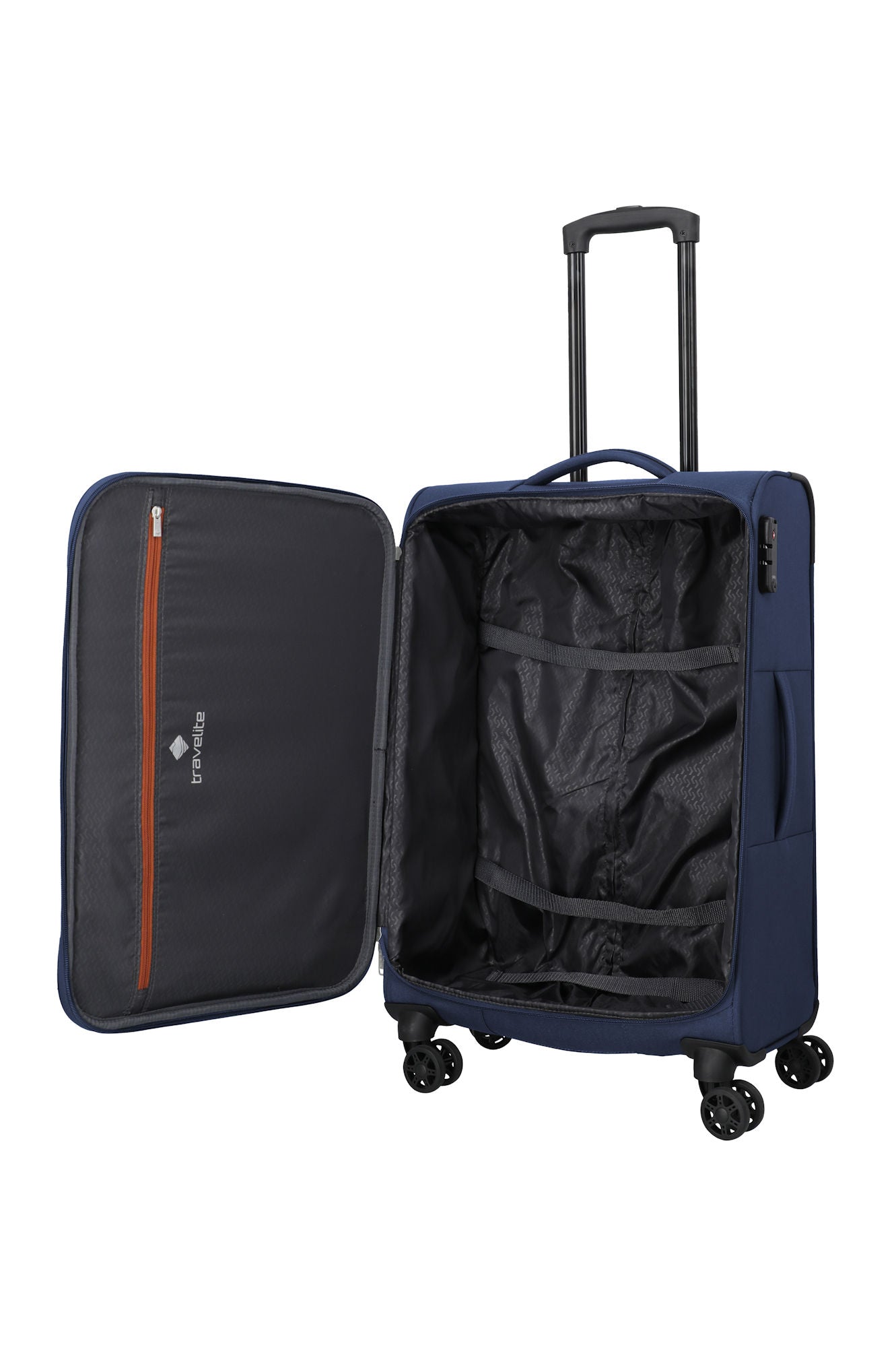 Travelite Priego Trolley M 66 cm – Reisekoffer mit 4 Rollen & TSA-Schloss navy