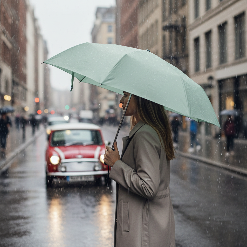 Knirps MINI duomatic Taschenschirm – kompakt, leicht, windstabil & ideal für MINI-Fahrer ocean wave mint