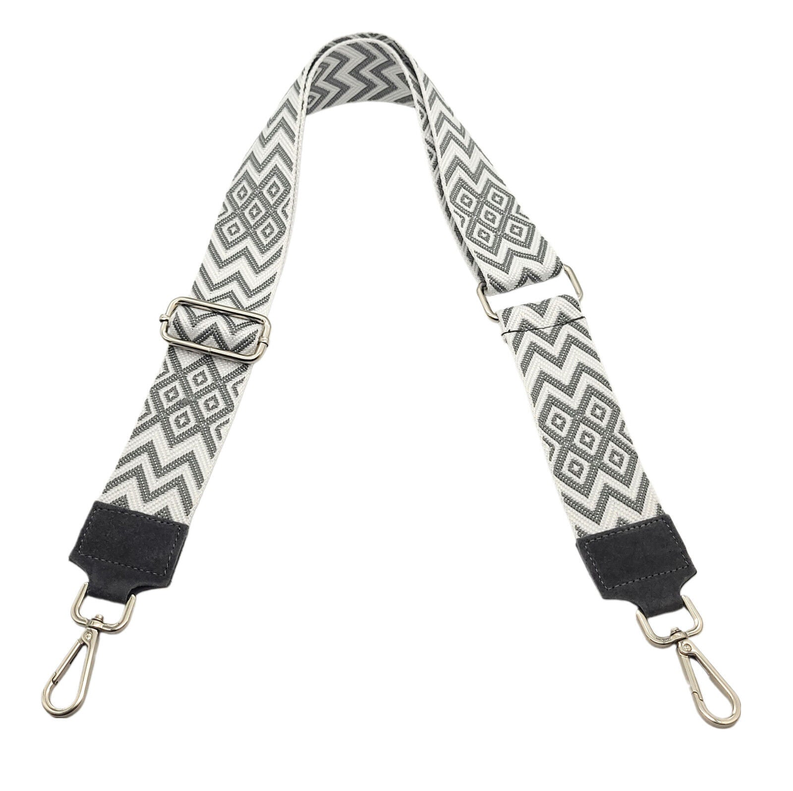 Ersatz Taschengurt Schultergurt Tragegurt Schulterriemen 5cm made in Italy grau weiß Wildleder