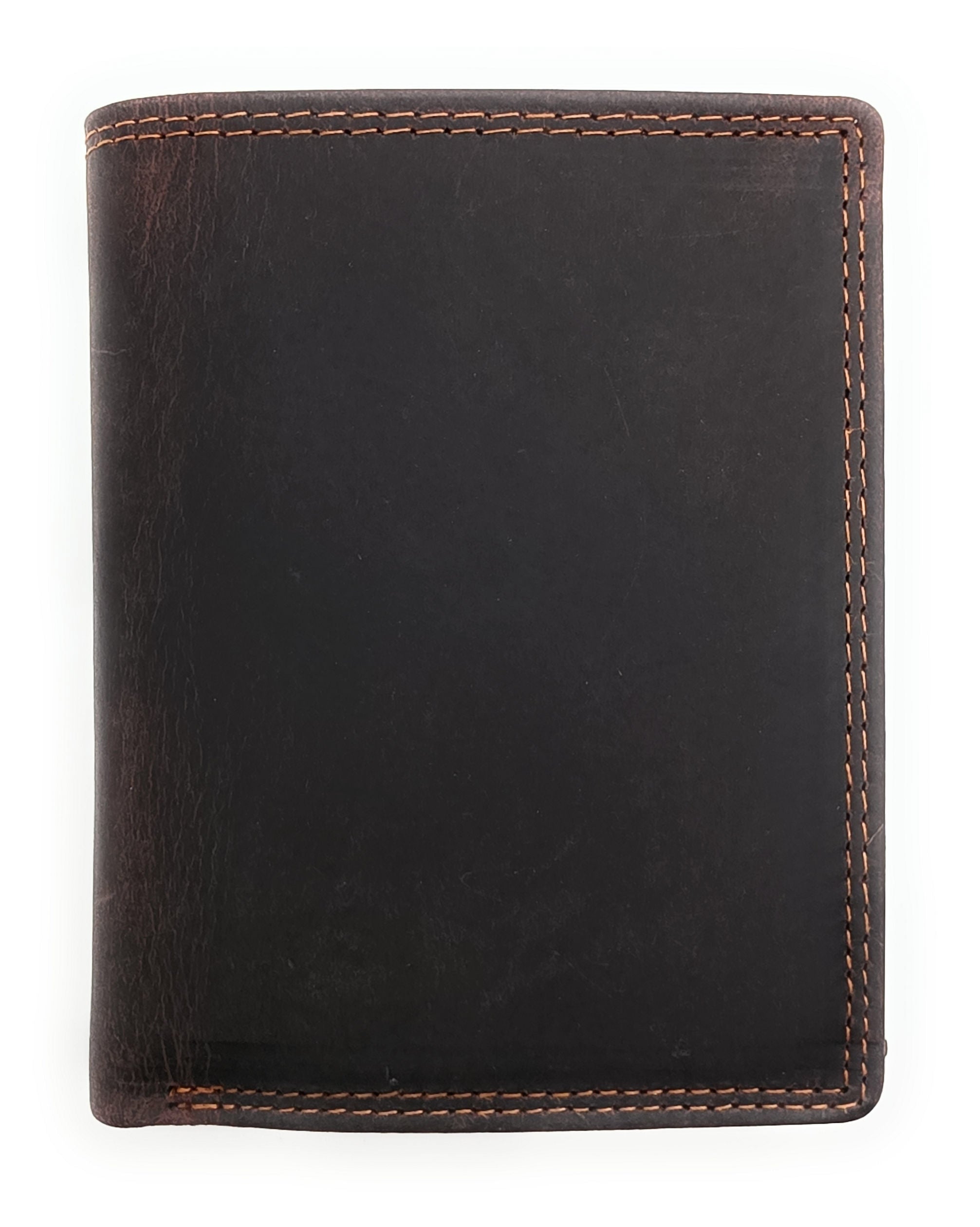 Lemasi robustes Hunterleder Portemonnaie Geldbörse RFID Blocker 19 Fächer Unisex dunkelbraun