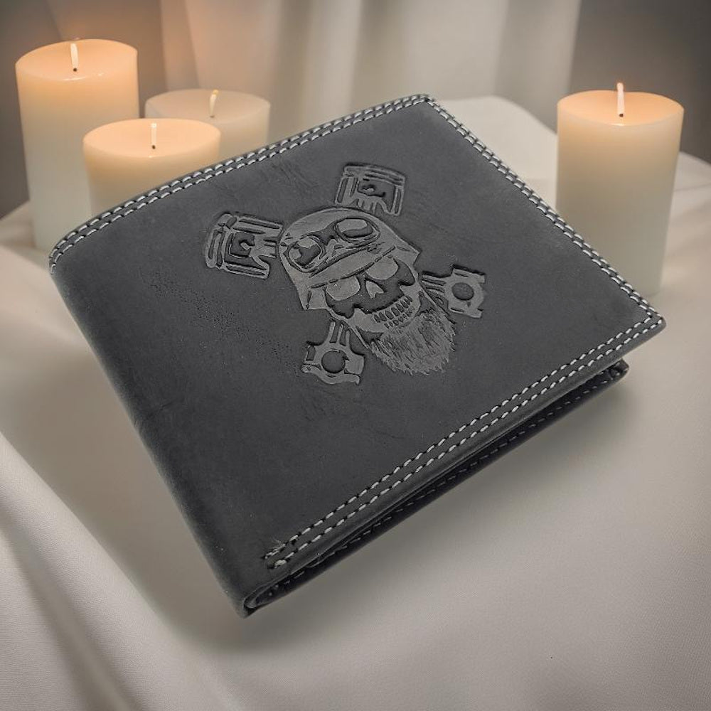 Jockey Club Basic echt Leder Geldbörse Portemonnaie Totenkopf Skull mit RFID NFC Schutz