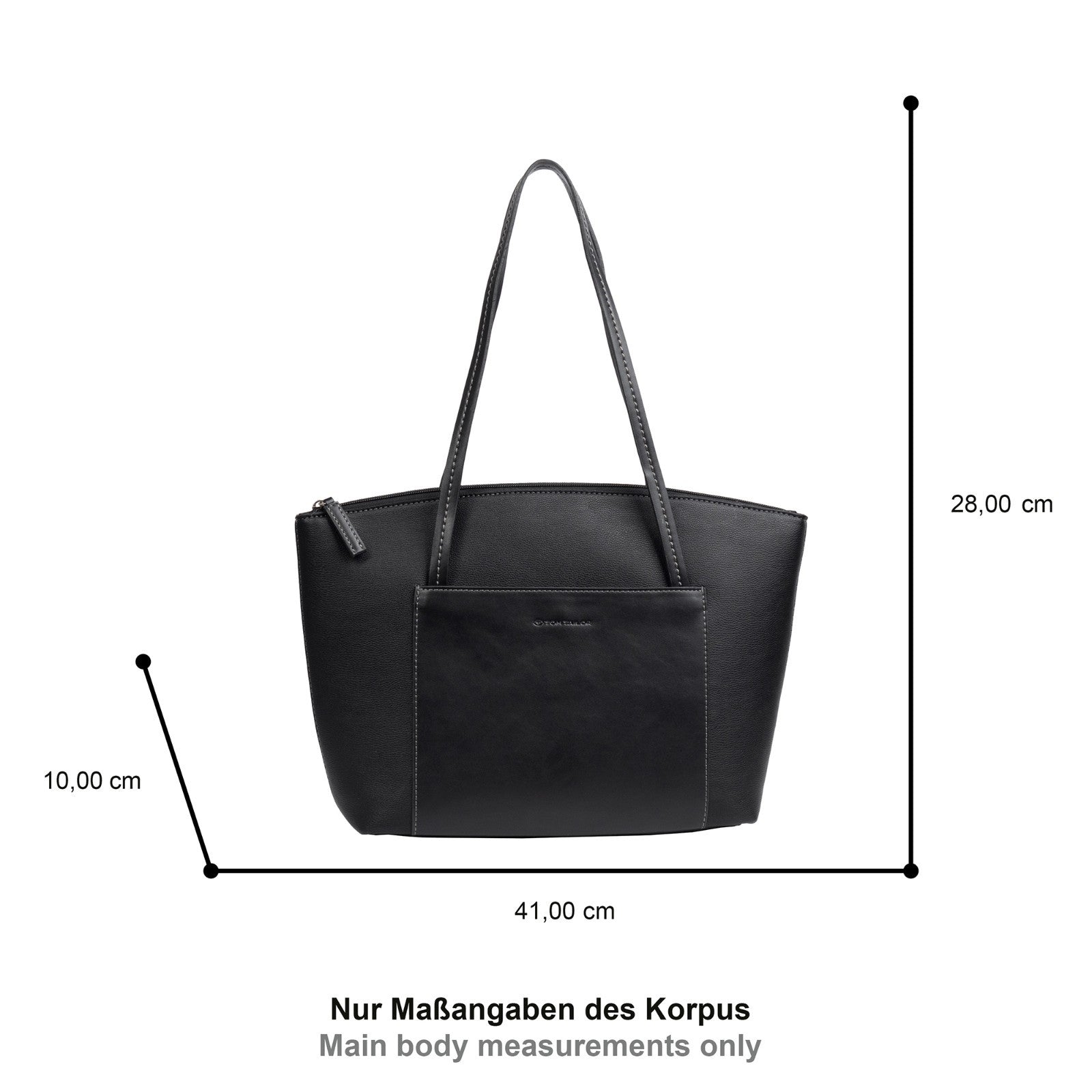Tom Tailor Damen Zip Shopper L "Amaris" – eleganter Shopper mit Reißverschluss und DIN-A4-Format Handtasche schwarz