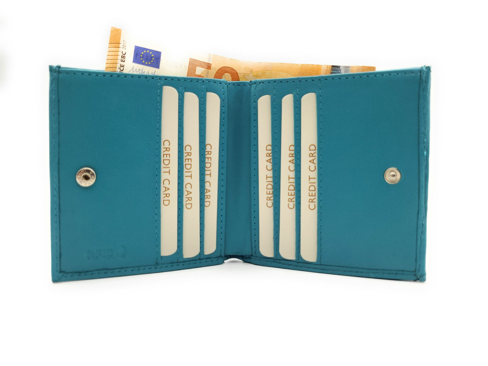 Jockey Club echt Leder Geldbörse Portemonnaie Wiener Schachtel RFID Schutz türkis