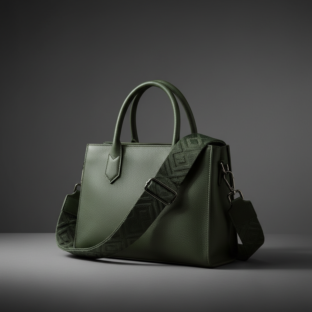 Ersatz Taschengurt Schultergurt Tragegurt Schulterriemen 5cm made in Italy grün Echtleder Enden