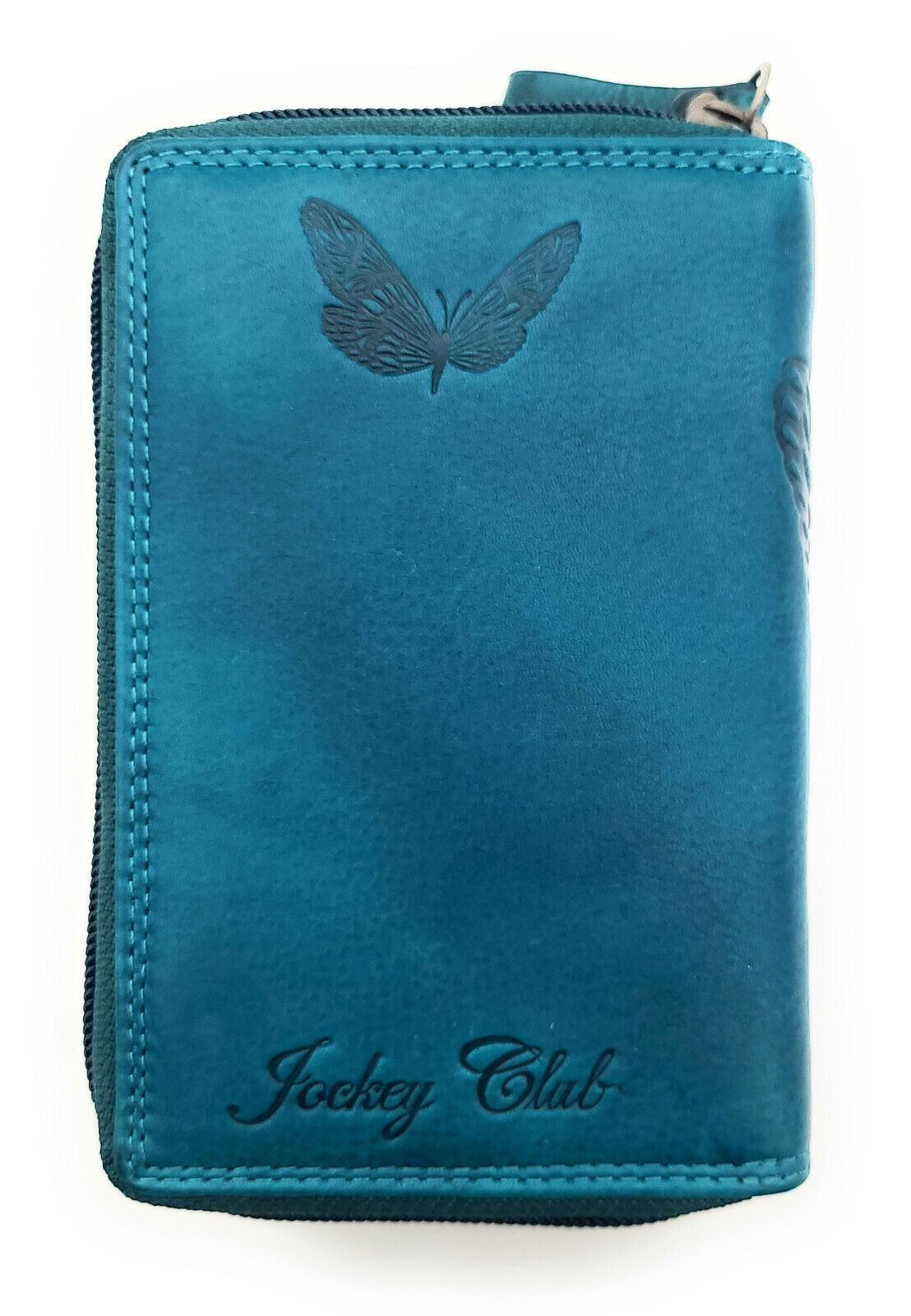 Jockey Club echt Leder Geldbörse Portemonnaie Geldbeutel Schmetterling mit RFID Schutz petrol blau