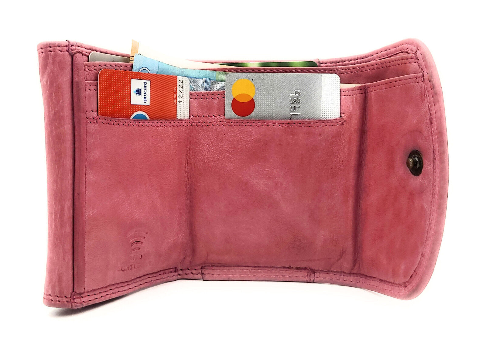 Hill Burry kleine echt Leder Damen Geldbörse Portemonnaie Waschleder RFID Schutz pink