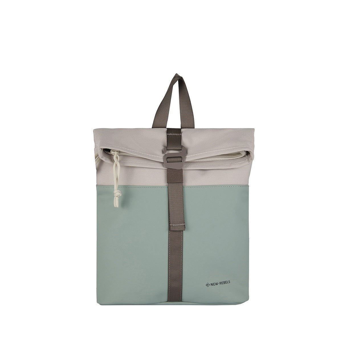 New Rebels Backham Roll Up Rolltop City Rucksack Los Angeles wasserabweisend Grün Beige
