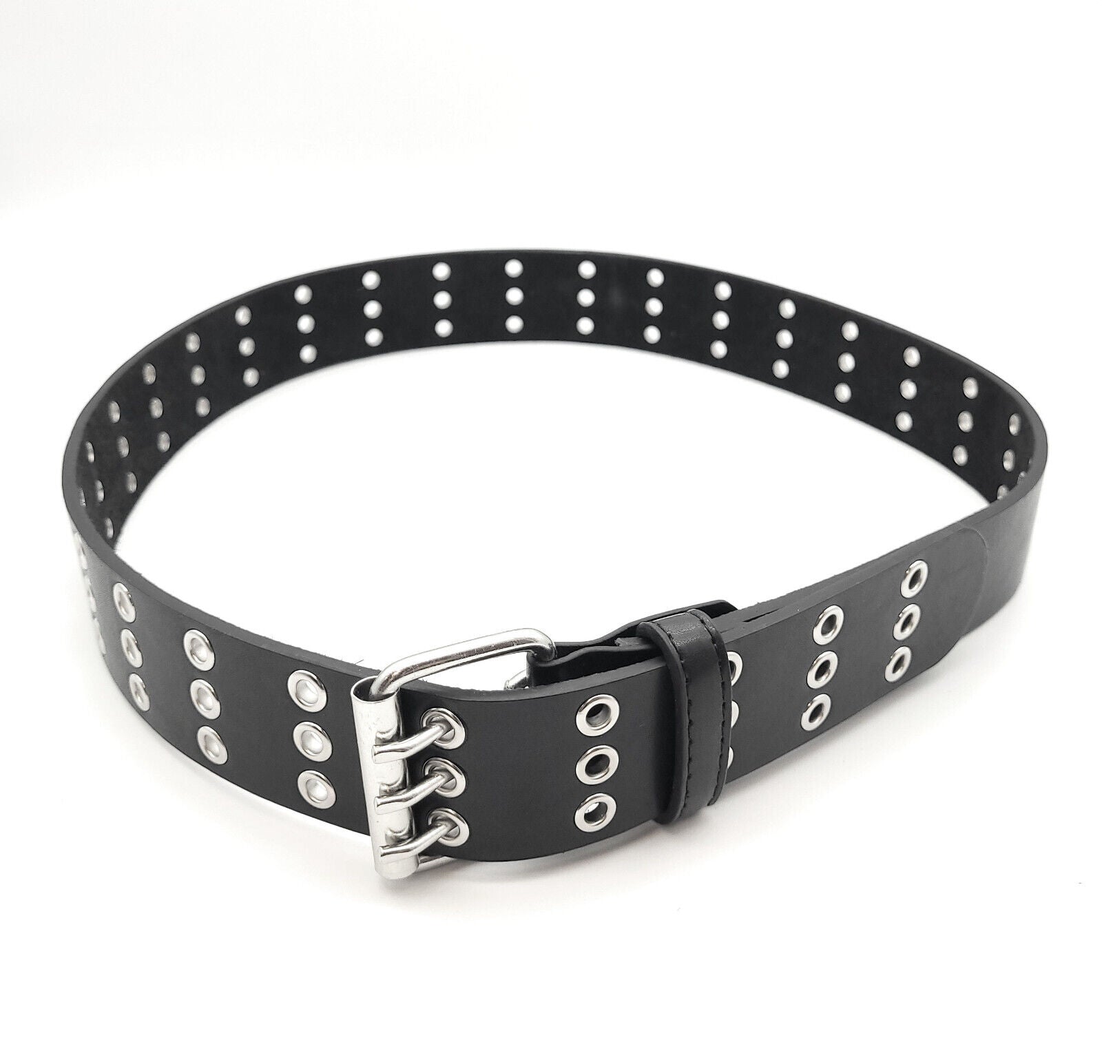 3-Loch Nietengürtel Ösen Gürtel Jeansgürtel Damen Herren echt Leder & PU 105cm (90cm Bundweite)