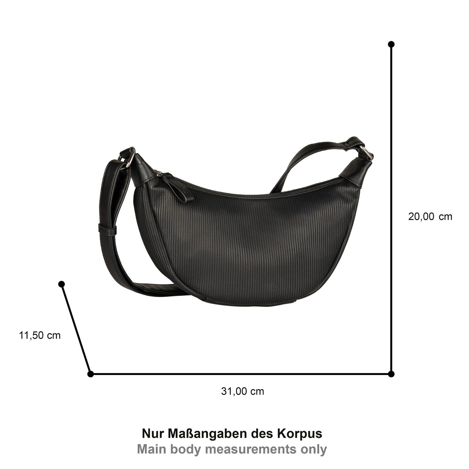 Tom Tailor Denim Liriel Cord Cross Bag M – Damen Umhängetasche aus PU mit Reißverschluss und verstellbarem Schulterriemen Handtasche schwarz