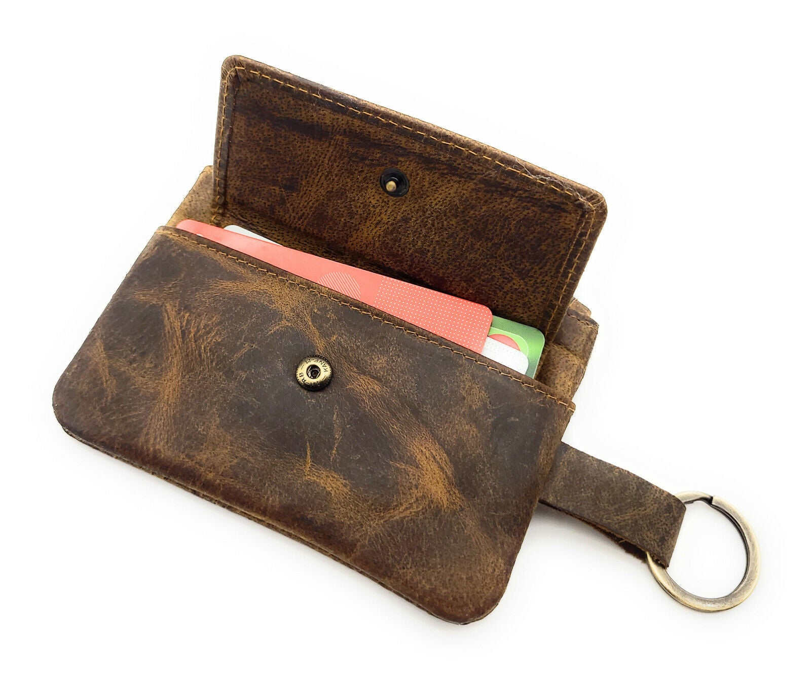 Lemasi echt Leder Schlüsseletui Schlüsselgarage Büffel-Vollleder Mini Geldbörse