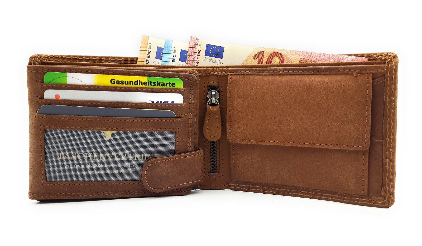 Lemasi Herren Geldbörse | Hunterleder Portemonnaie mit Chopper-Motorrad & RFID-Schutz