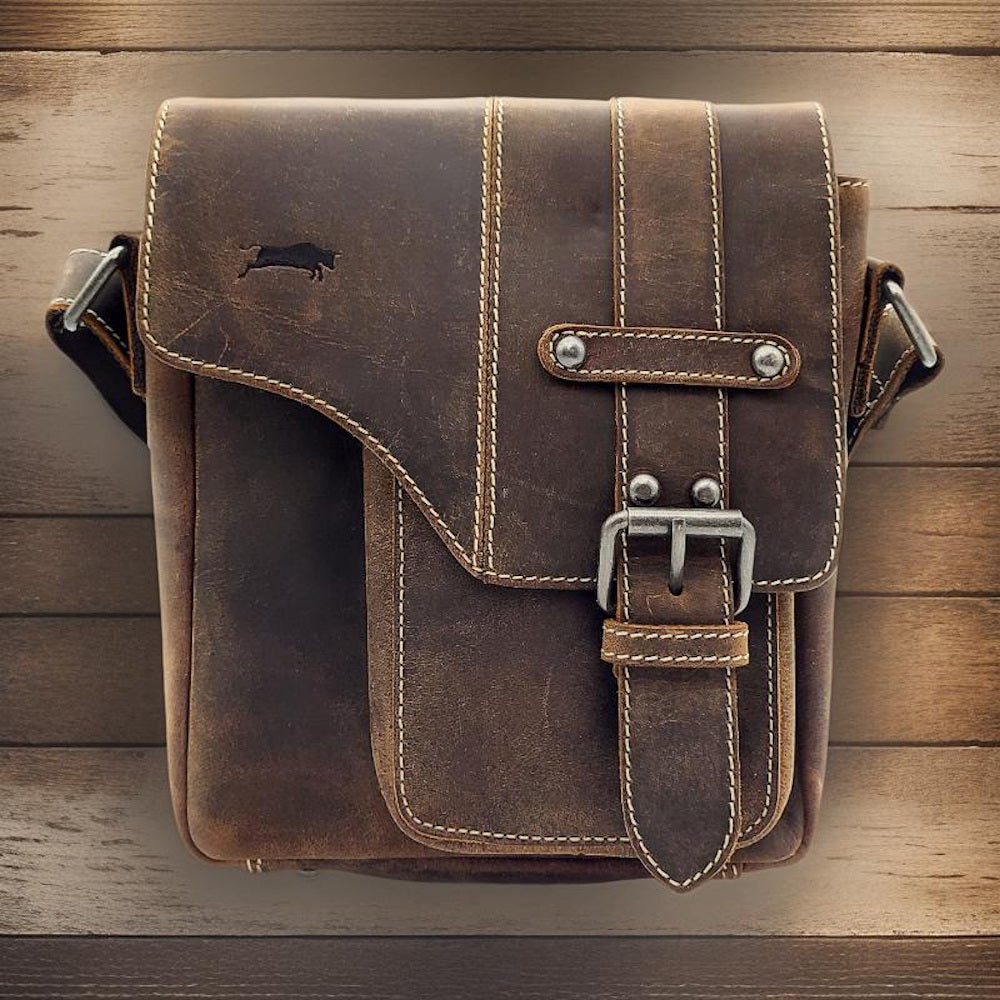 Ven Tomy Büffelleder Damen Herren Umhängetasche Messenger-Bag Handtasc