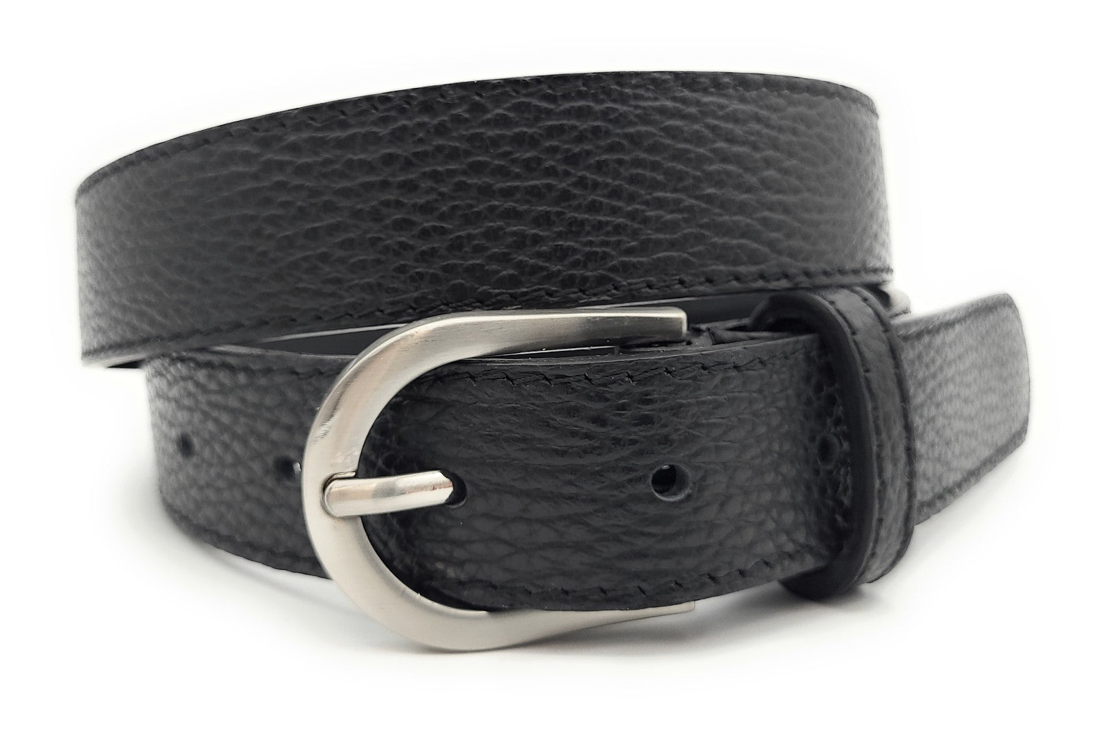 Echtledergürtel Made in Italy – ca. 30 mm breit, kürzbar, Metallschließe, genarbte Oberfläche, 5 Loch Gürtel für Herren & Damen navy blau schwarz