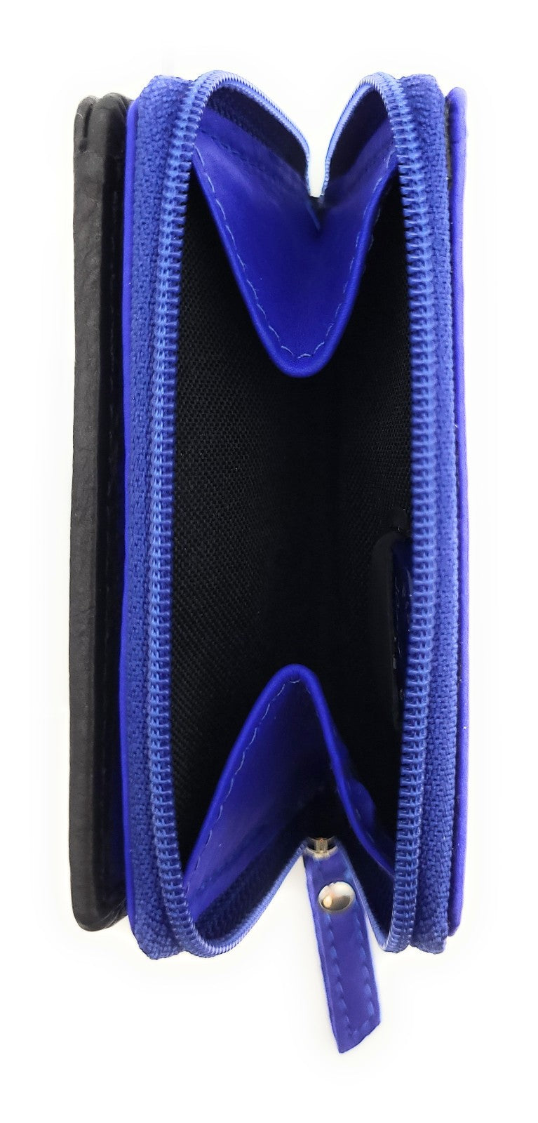 Jockey Club Mini-Geldbörse aus Leder mit RFID-Schutz & Pferde-Stickerei – kompakt & stilvoll schwarz royalblau