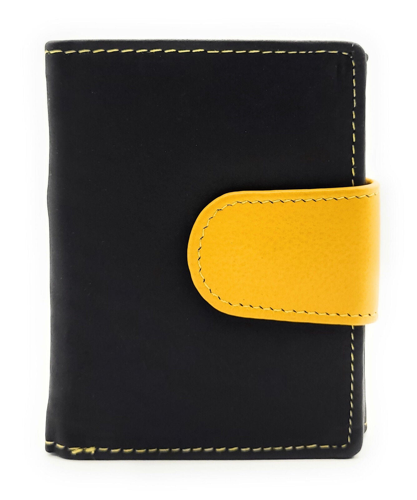 Jockey Club kleine echt Leder Geldbörse Portemonnaie Wendebörse mit RFID Schutz schwarz gelb