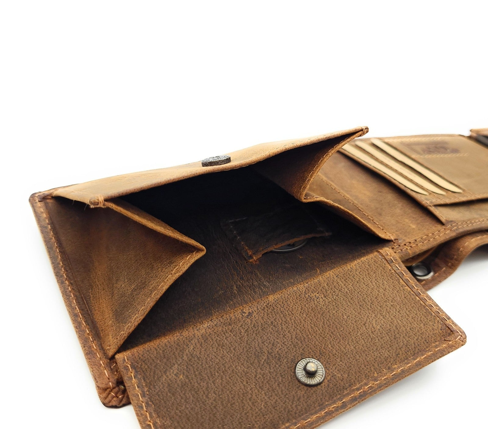 Jockey Club Geldbörse RFID Schutz Büffel Leder - US-Truck Design Handarbeit cognac braun